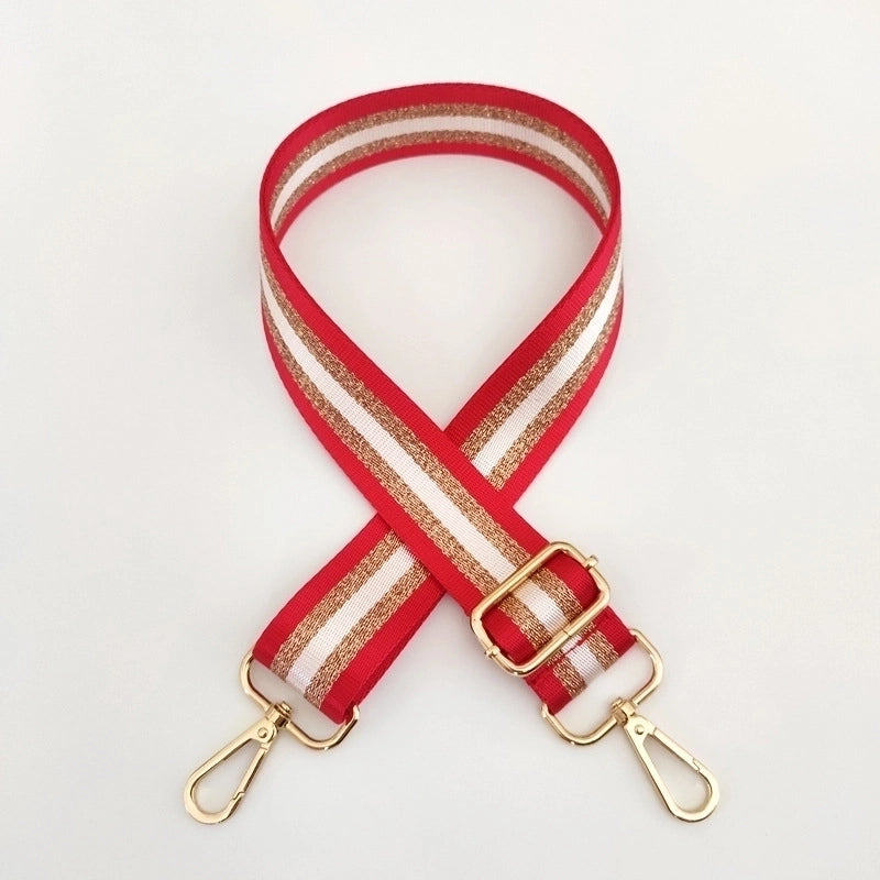 New Colorful Nylon Wide Shoulder Strap Bright Gold Thread Purse Accessories Strap Adjustable Shoulder Crossbody Replacement Long Strap