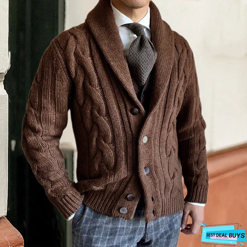 Cardigan Men's Sweater New Solid Color Knitted Coat