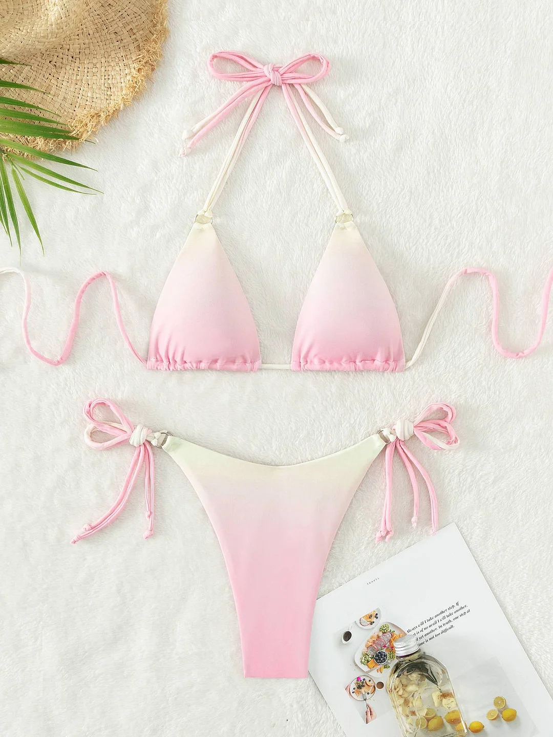 Gradient Lace-up Bikini Set