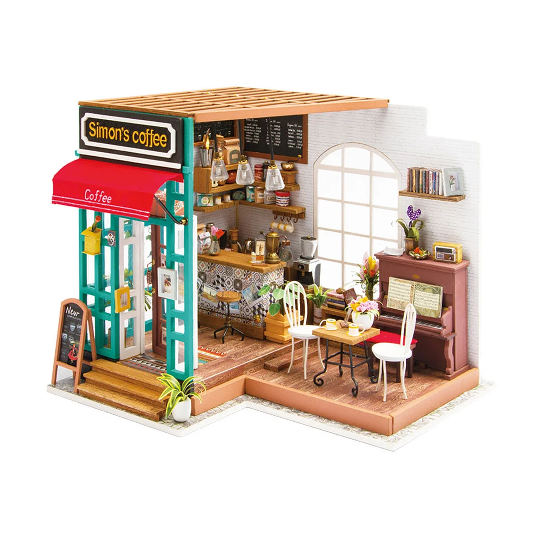 robotime-nl Rolife Simon's Coffee Shop DIY Miniatuur Poppenhuis Kit DG109