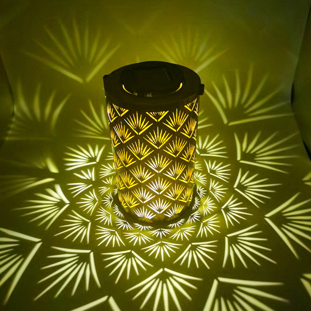 

LED Solar Light Hollow Wrought Iron Lantern Projection Lamp Yard Lawn Light, 501 Original