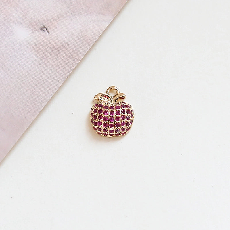 10 PCS/Package 10*11mm 10 * 14mm Alloy Zircon Cherry Fruit Watermelon Pendant Jewelry Accessories