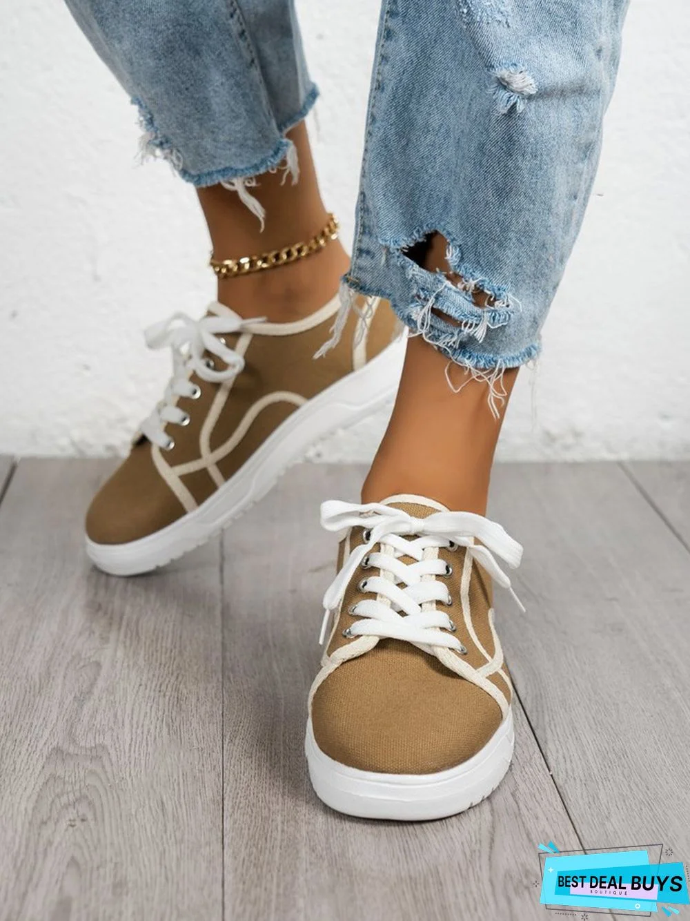 Plus Size Split Joint Canvas Sneakers