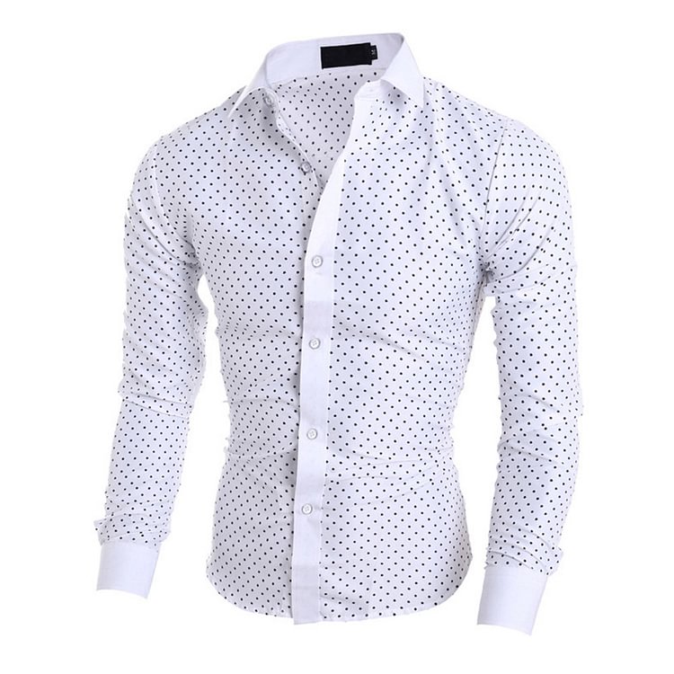 Print Lapel Polka Dots Casual Single-Breasted Men's Shirt