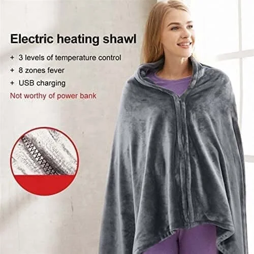 USB Heating Warm Shawl - Electric Heating Plush Blanket
