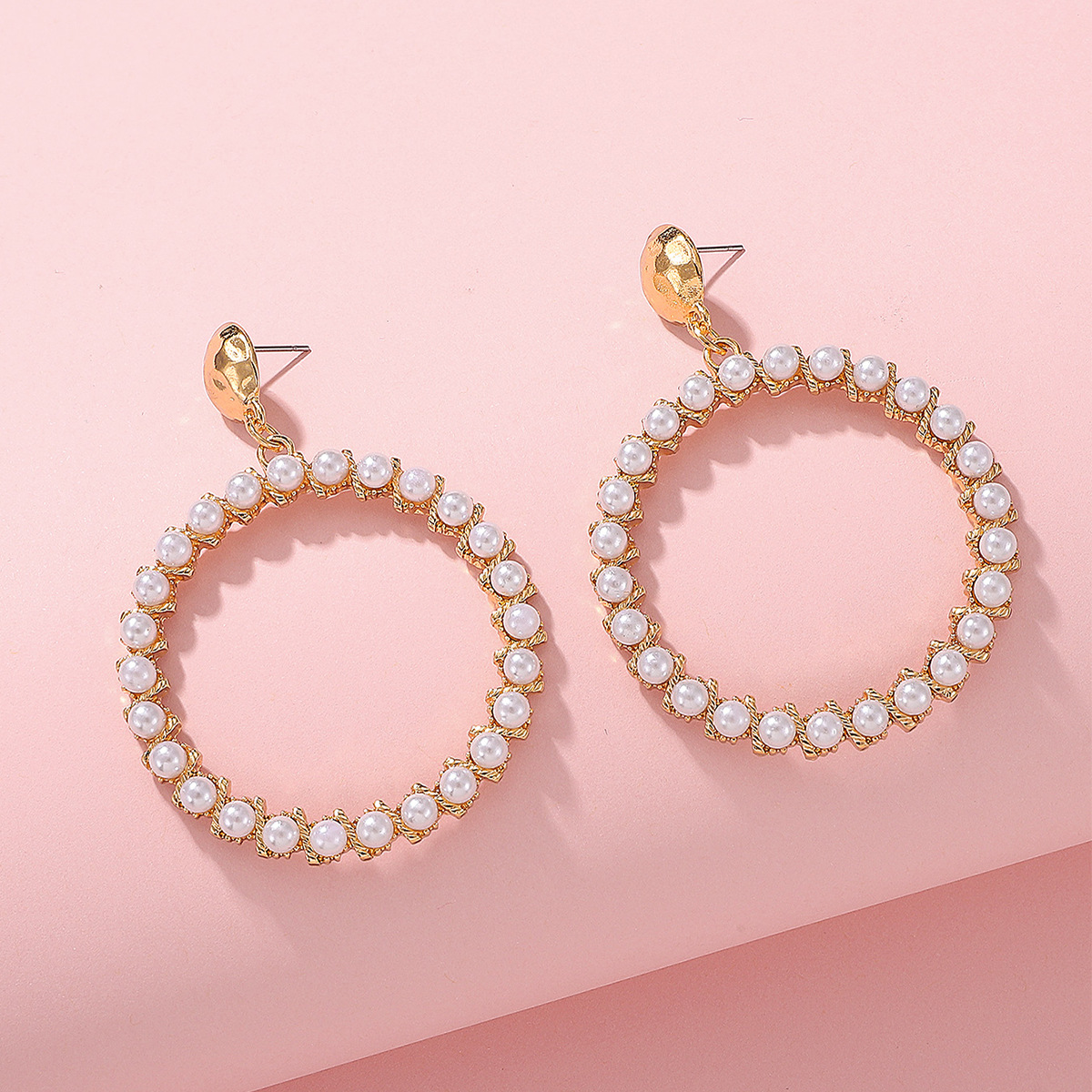 Pearl hoop gold plated earrings
