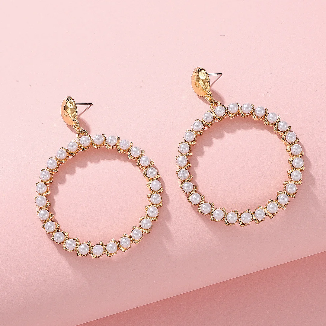 Pearl hoop gold plated earrings