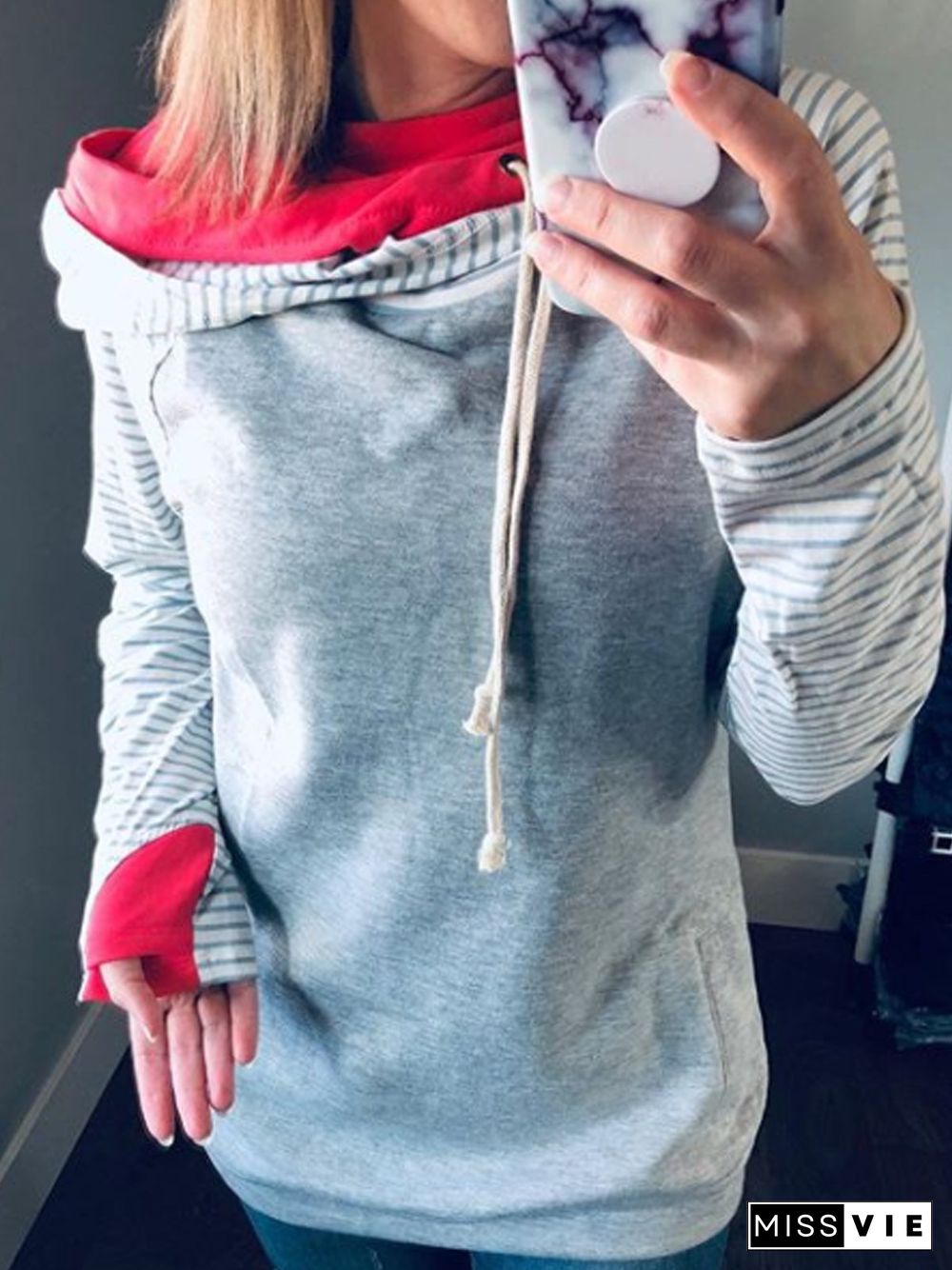 Light Gray Long Sleeve Hoodie Sweatshirts