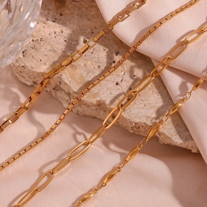 Minimalist Classic Style Solid Color 304 Stainless Steel 18K Gold Plated Plating Anklet