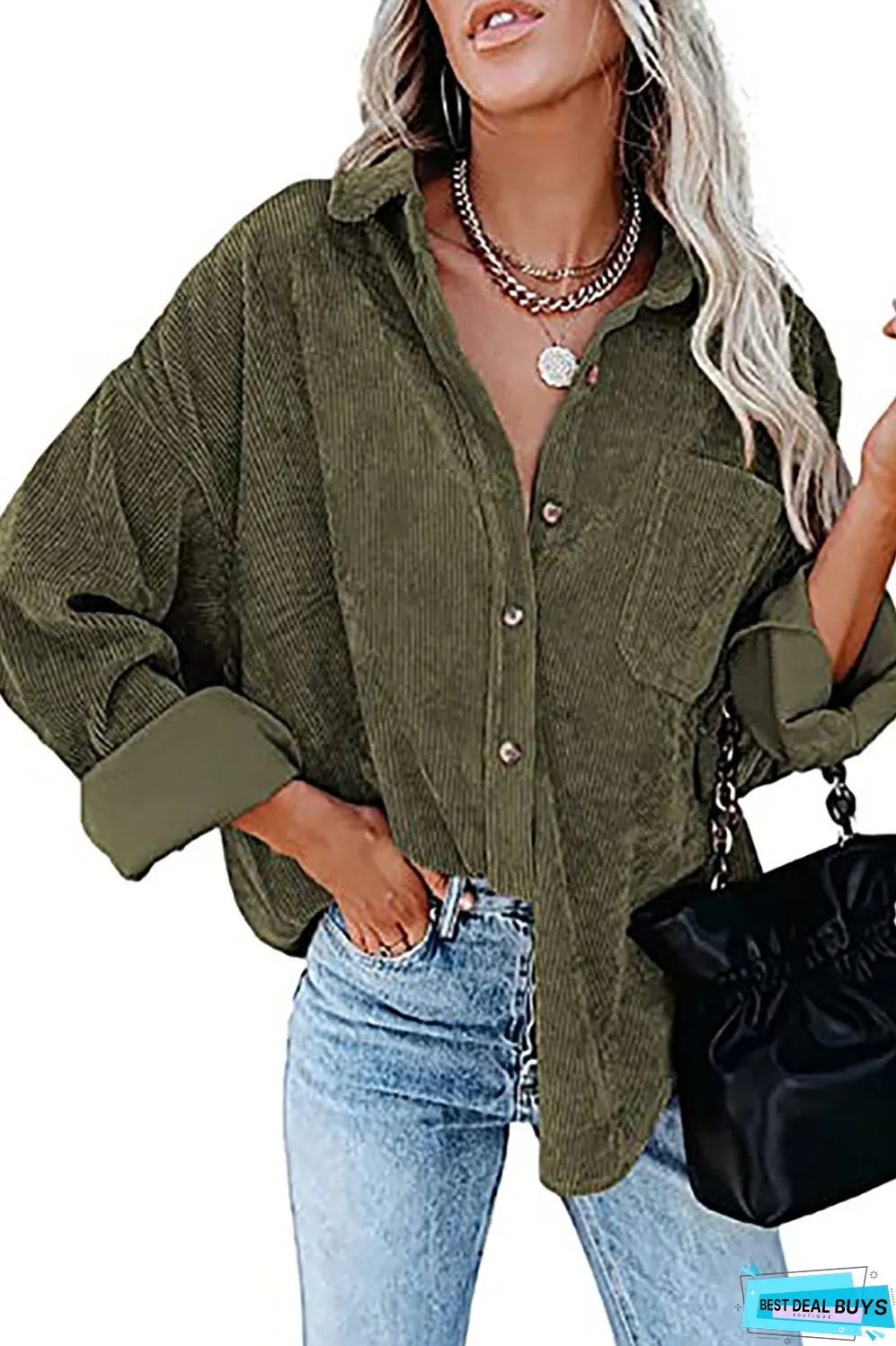 Corduroy Shacket Shirt Jacket Women