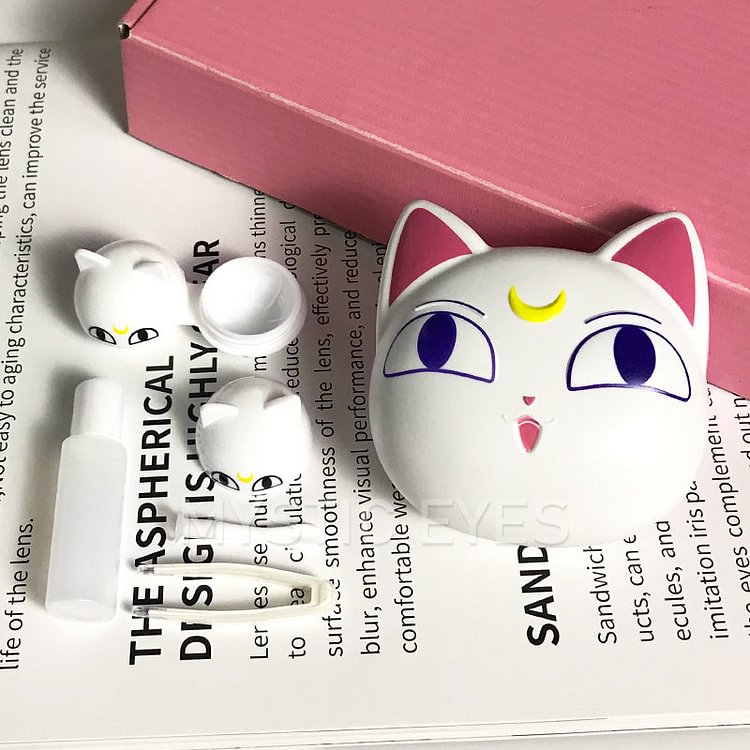 White Artemis Cat Contact Lens Case