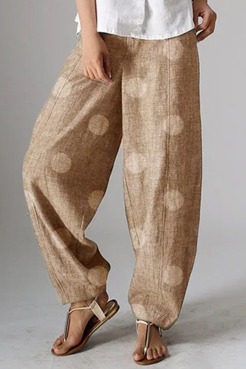 Casual Dot Basic Loose Wide Leg Full Print Bottoms