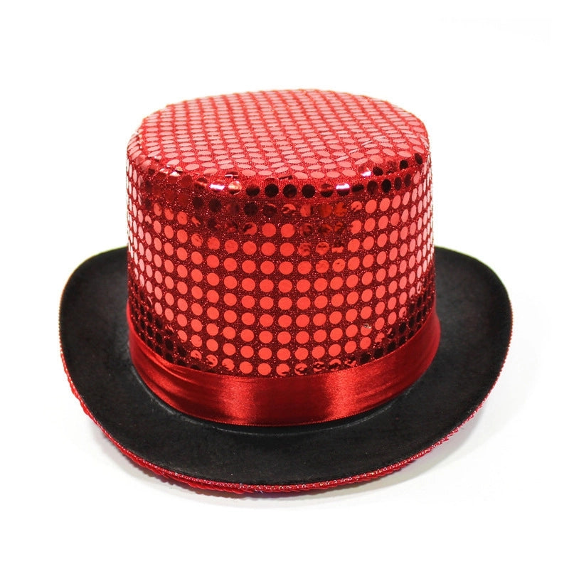 High Hat Retro British Gentleman Jazz Hat Magician Hat Performance Sequin Hat Rain Silk High Barrel Top Hat Non-woven Fabric