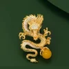  Gorgeous Sparkling Golden Dragon Brooch
