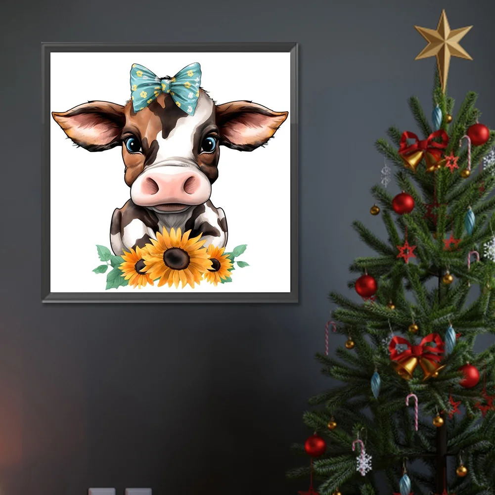 Full Round Diamond Painting 30*30cm - Sunflower Cow