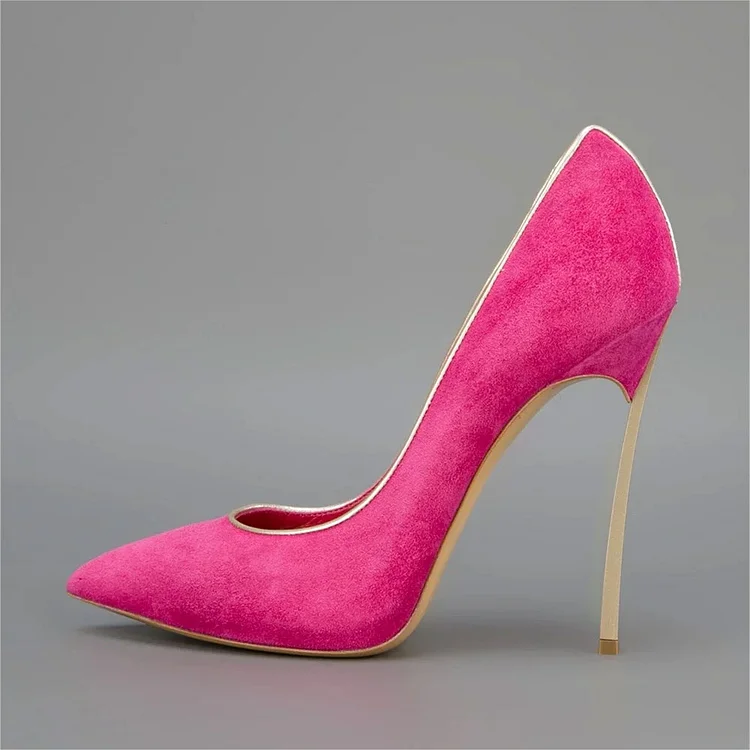Hot Pink Vegan Suede Pointed Toe High Heel Pumps for Women |FSJ Shoes