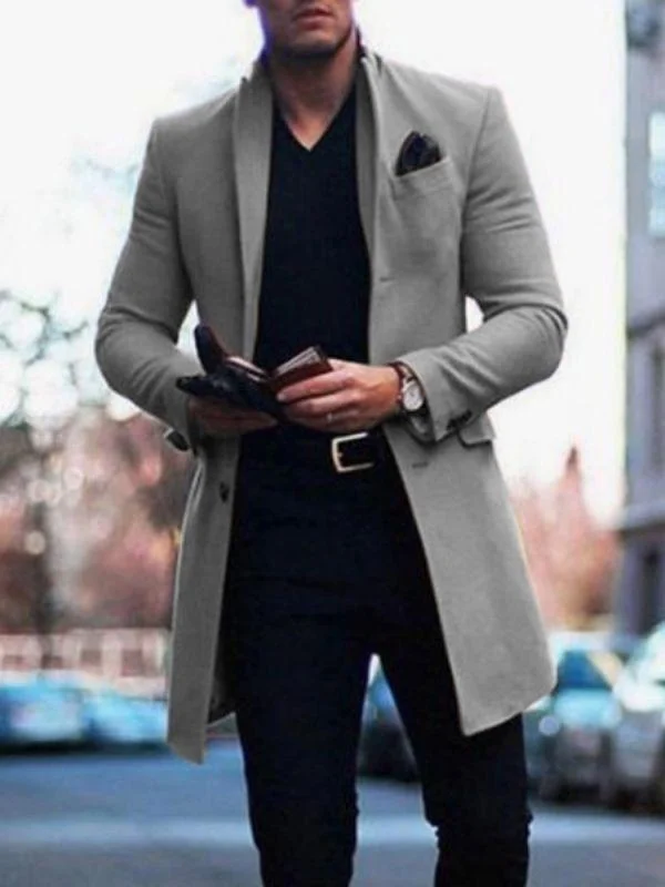 solid color pocket slim men's coat