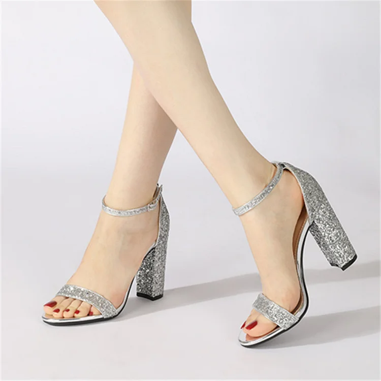 Women's Prom Heels Glitter Strappy Sandals Wedding Shoes