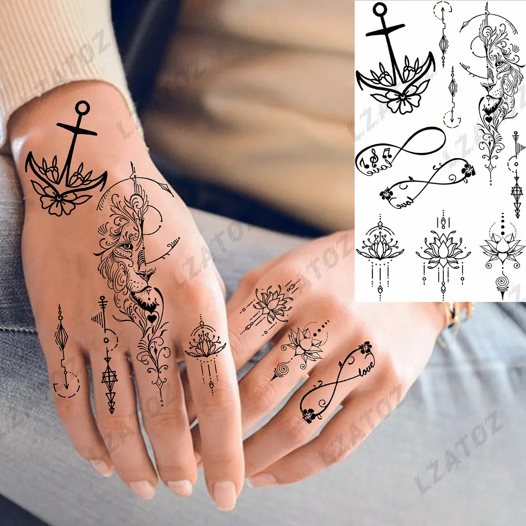 Sdrawing Eye Flower Temporary Tattoos For Woman Adults Rose Butterfly Tiny Fake Tattoo Sticker 3D Finger Waterproof Tatoos