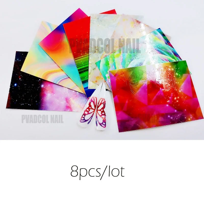 Japanese Nail Art Ice Aurora Nail Sticker Decals Korean Trendy Nails Design Self Adhesive Holographic Slider Manicure Decoration-Nail Inspo