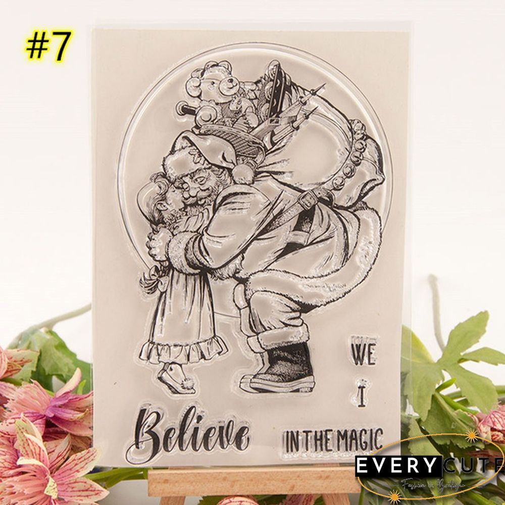 Santa Claus Merry Christmas Transparent Clear Stamps for Scrapbooking DIY Silicone Seals