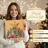 (25x25cm)DIY Pearl Painting Xmas Framed Handmade Pearl Material Art Kit Living Room Decor