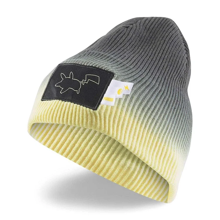 PUMA × Pokémon: Pikachu Puma Black & Pale Lemon Beanie (One Size-Youth)