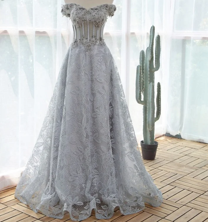 Elegant Sequin Lace Flower Prom Dress BE709