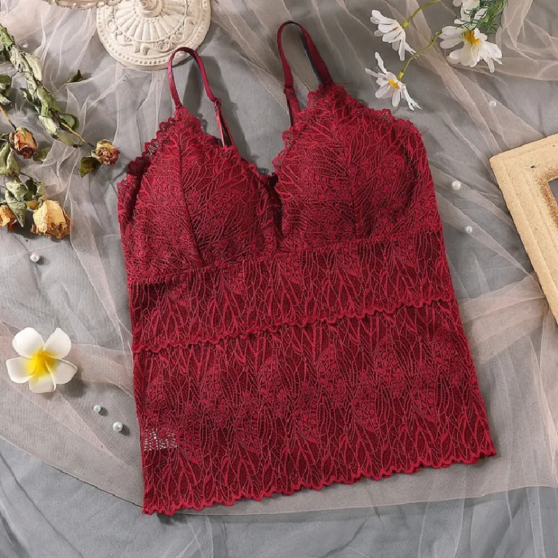 Sexy Tank Top Padded Shape Women Camisole Feminino Top топ Hollow Lace Beauty Back Vest Crop Tee Comfortable Cami топики женские