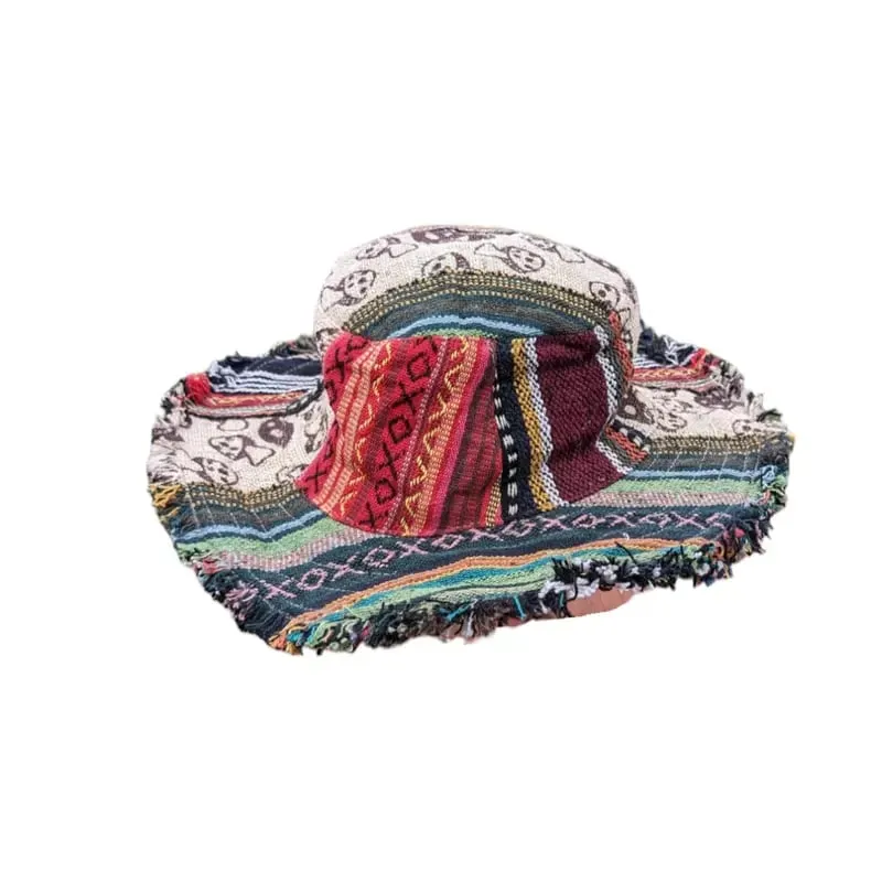 🍄Patchwork Multicolored Mushroom Hemp Hat with Hidden Pocket Fedorahats🎩