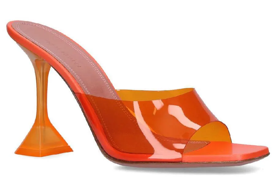 Transparent crystal heel slippers women's summer new fashion wine glass heel square toe fashion sandals Large size