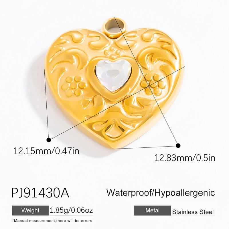 1 Piece 304 Stainless Steel Heart Shape Flower Pendant Jewelry Accessories