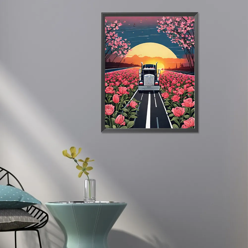 Full Round Diamond Painting 40*50cm - Road Cars
