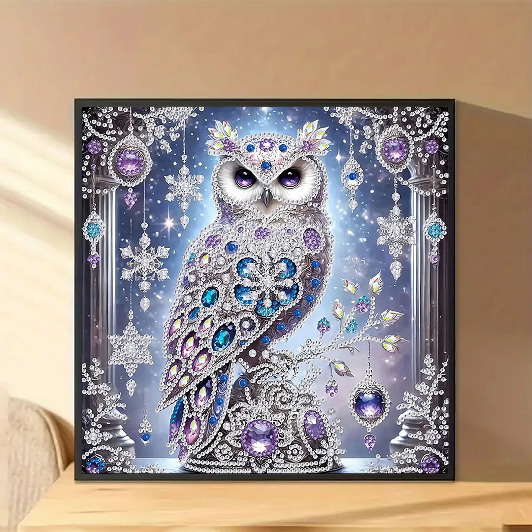 Diamond Painting - Partial Special Shaped Drill - Crystal Snow Owl(Canvas|30x30cm)