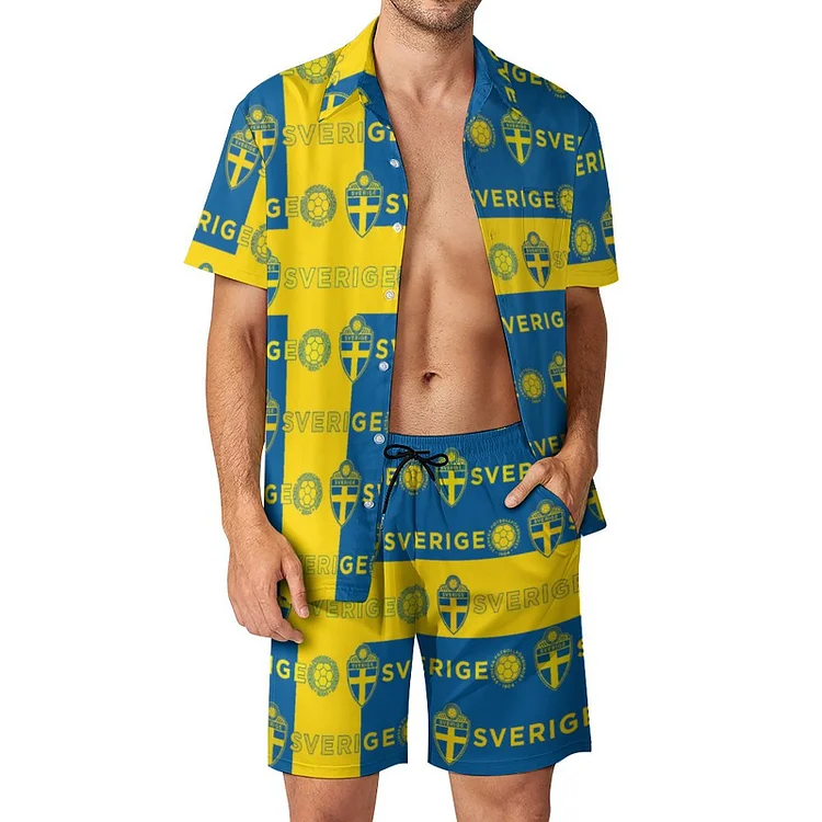 Schweden Lässiges Strandbekleidungsset Kurzärmeliges Hemd Plus Strandhose
