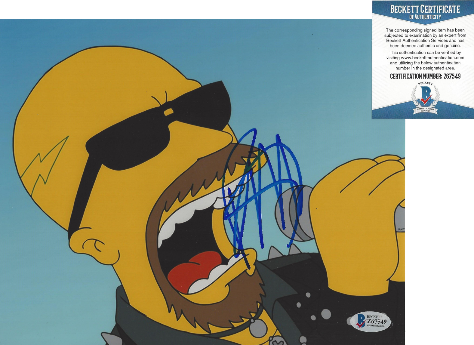 JUDAS PRIEST SINGER ROB HALFORD SIGNED THE SIMPSONS 8x10 Photo Poster painting BECKETT COA BAS