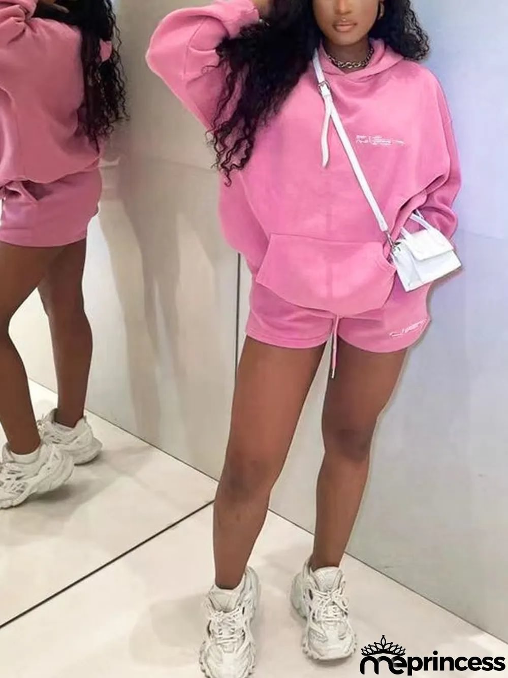 Women'S Fall Hoodies Shorts Set Fashion Sports Logo Long Sleeve Pullover Hooded Hoodies Two Piece Set