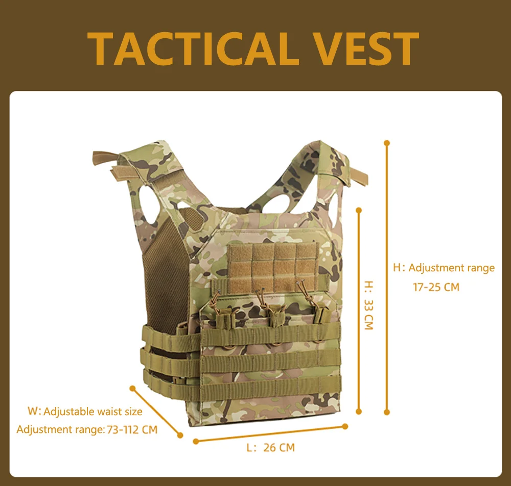 ohhunt® Adjustable JPC Tactical Vest Molle Vest Outdoor Hunting Combat Paintball Molle Plate Carrier Vest