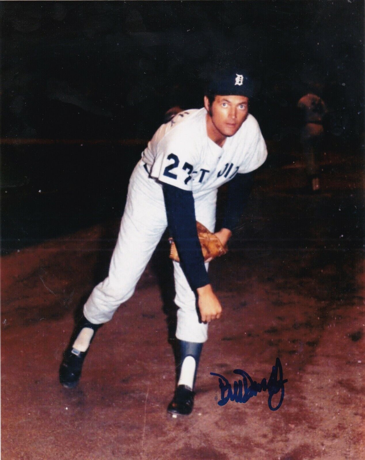 BILL DENEHY DETROIT TIGERS ACTION SIGNED 8x10