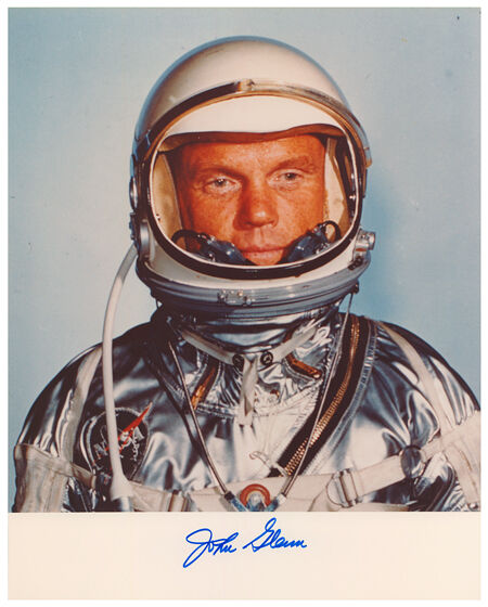 JOHN GLENN Signed Photo Poster paintinggraph NASA Astronaut Space - 1st to orbit Earth preprint