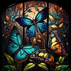 5D DIY Full Round Drill Diamond Painting Stained Glass Butterfly Kit 40x40cm