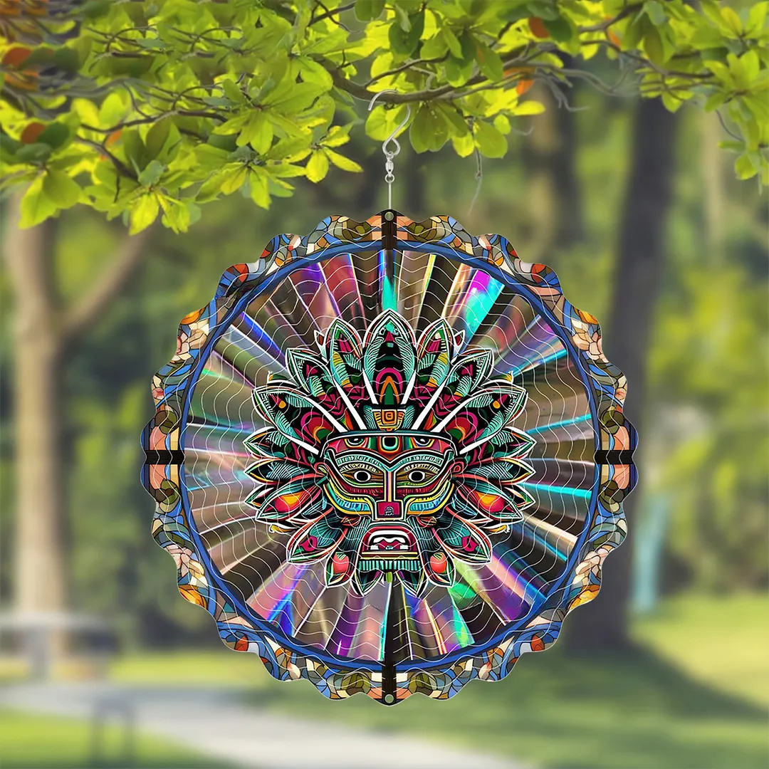 Mandalas Hanging Wind Spinner 360 Degree Rotating 3D Garden Wind Spinners 10-Inch Hanging Wind Catcher Art Gift for Home Garden Halloween Christmas (04)