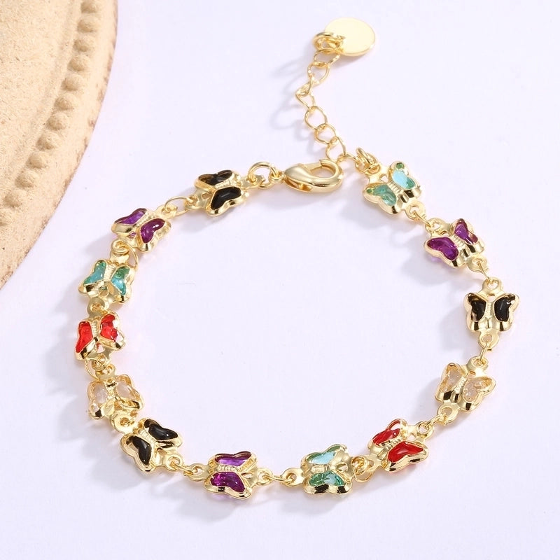 Copper-Plated Gold Color Mix And Match Fashion Square Butterfly Cute Bracelet