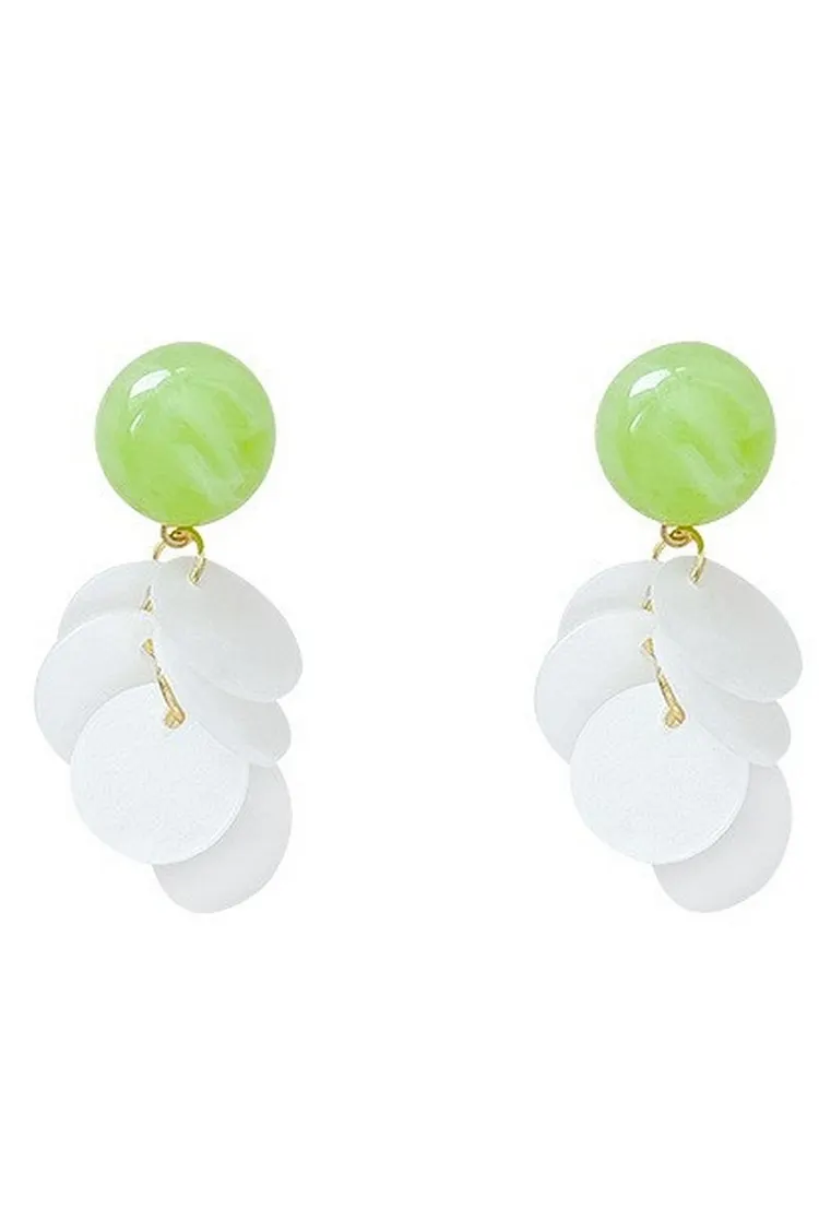 Avocado Green Shell Dangle Earrings Sweet Spring Summer for Women