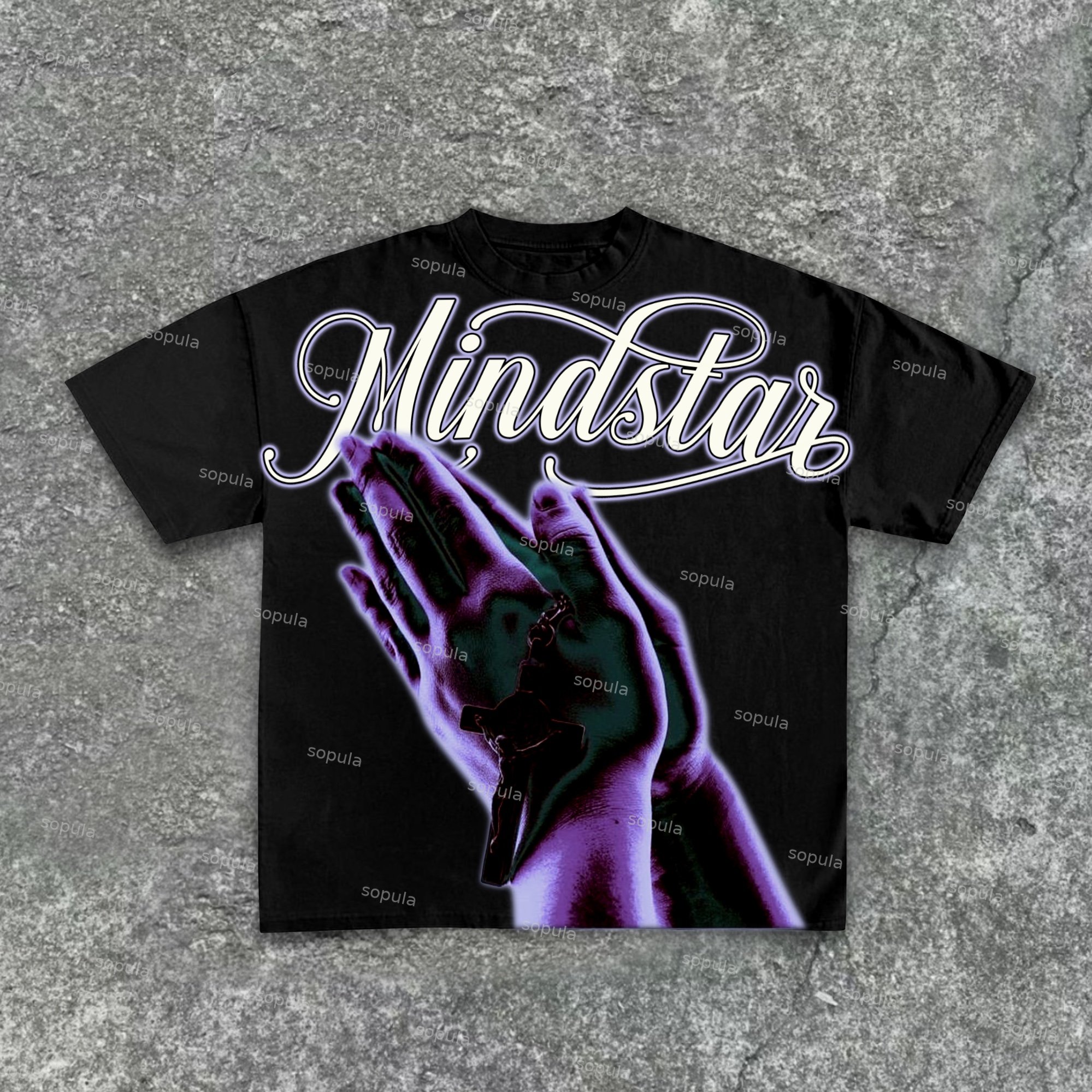 Mindstar - Hand Of Prayer Pattern Cotton T-Shirt - SOPULA