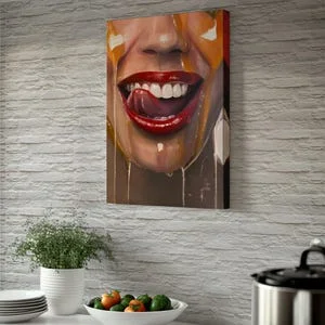 Pornhint Sexy Woman With Red Lipstick Painting, N?? Modern Wall Decor, N?? Canvas Print, N?? Canvas Wall Art, Large Wall Art, Framed Canvas Wall Art NSFW