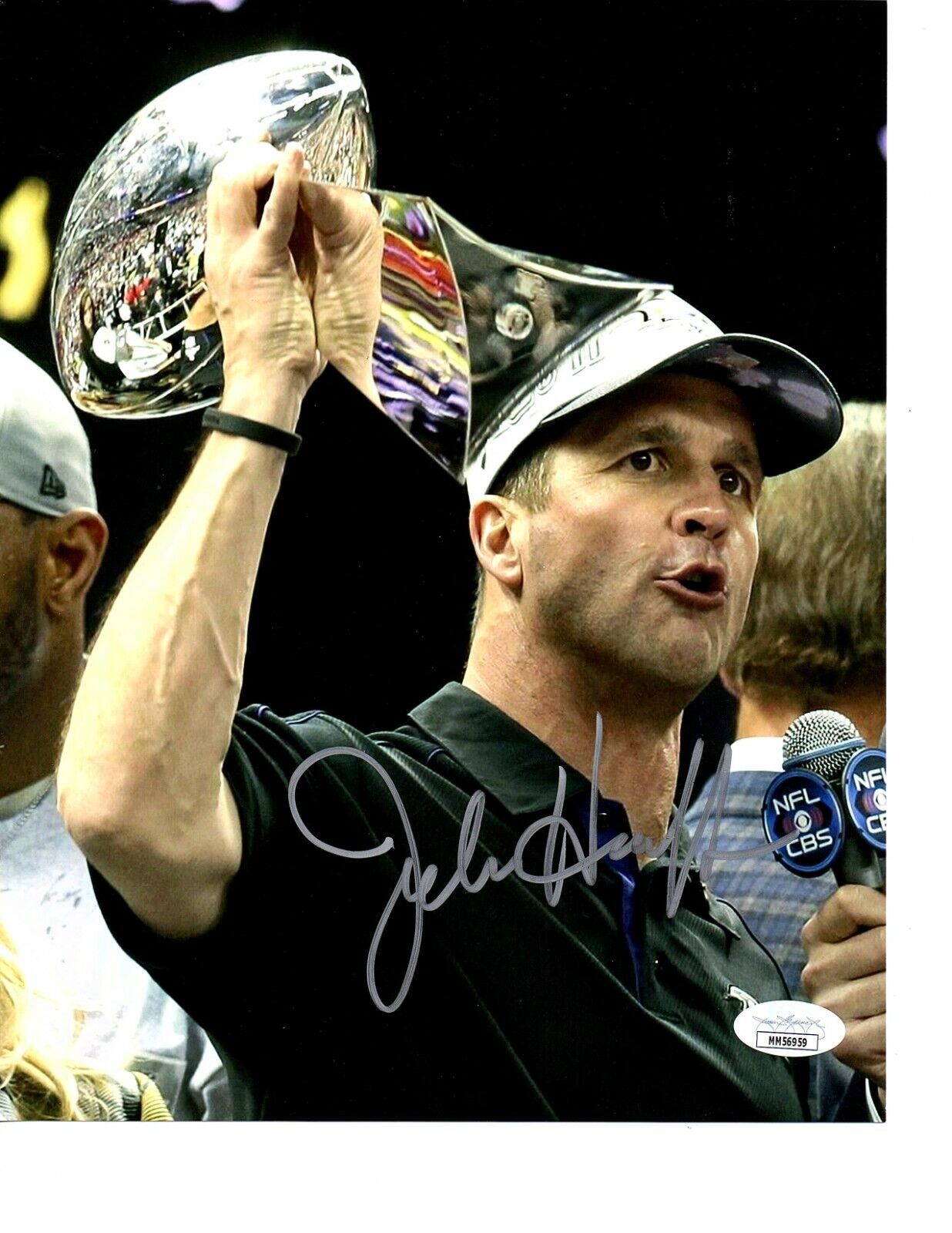 John Harbaugh hand auto signed 8x10 Photo Poster painting Baltimore Ravens Super Bowl 47 COA c