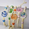 Colorful Dried Flower Acrylic Linen Knitting Bracelets