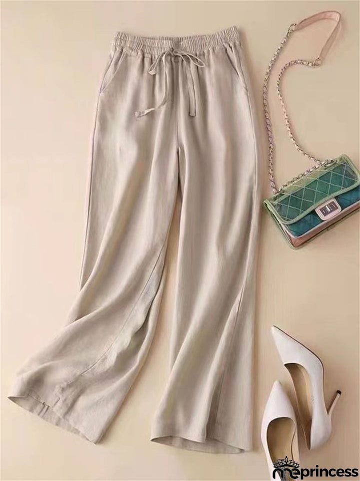 Leisure Linen High-Rise Oversized Pants for Women