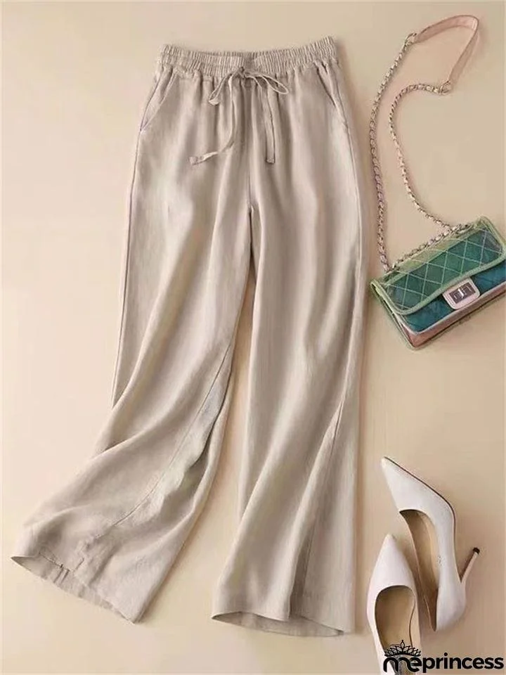 Leisure Linen High-Rise Oversized Pants for Women
